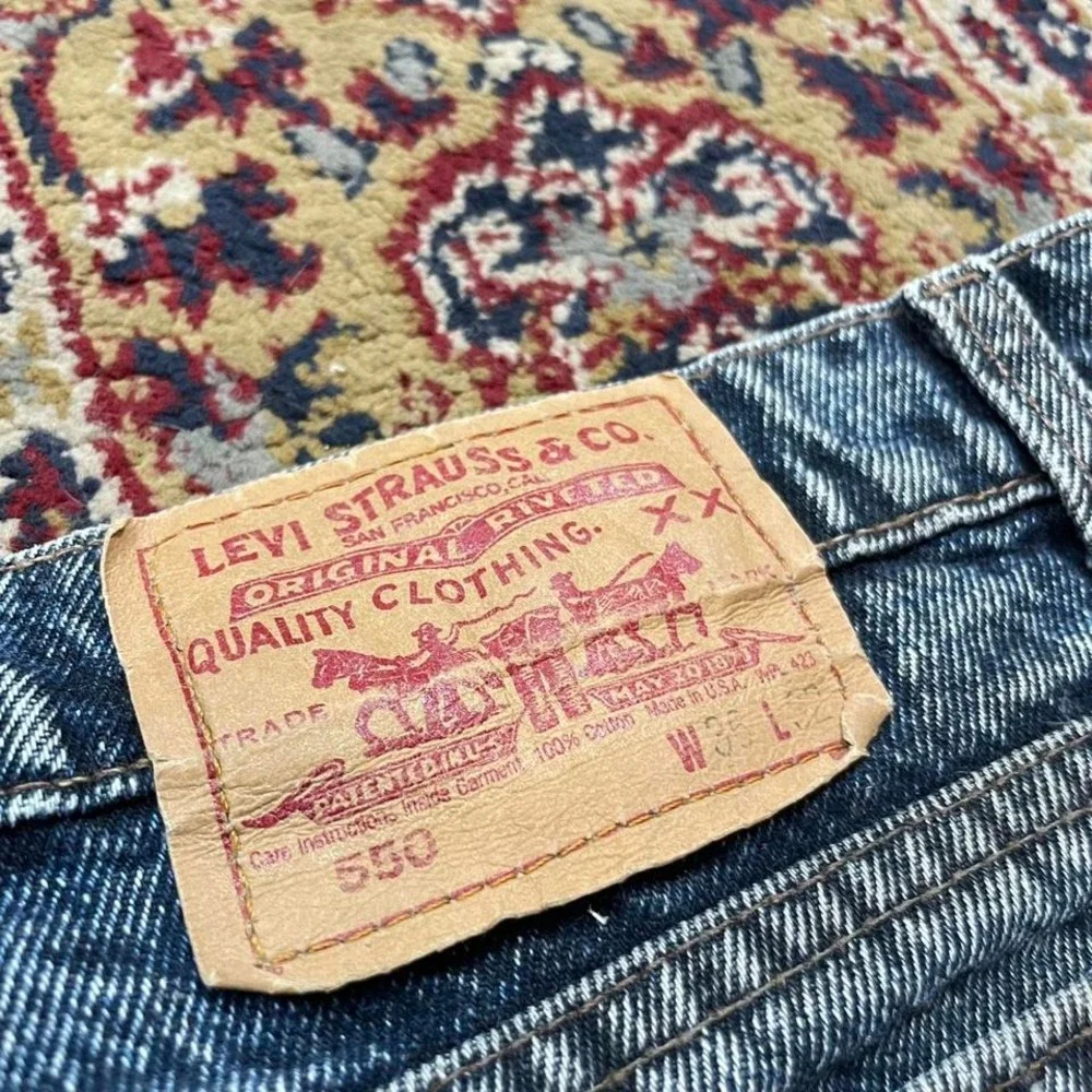 VTG 2000 Levis 550 stone wash indigo heavyweight denim jeans 36x32 USA blue‎